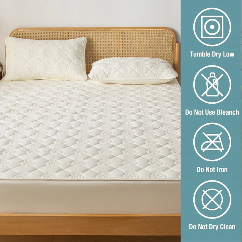 Funda protectora de colchón 100% impermeable, sábana bajera de algodón hipoalergénica, transpirable, suave, funda para almohadilla de cama de tela de aire 3D